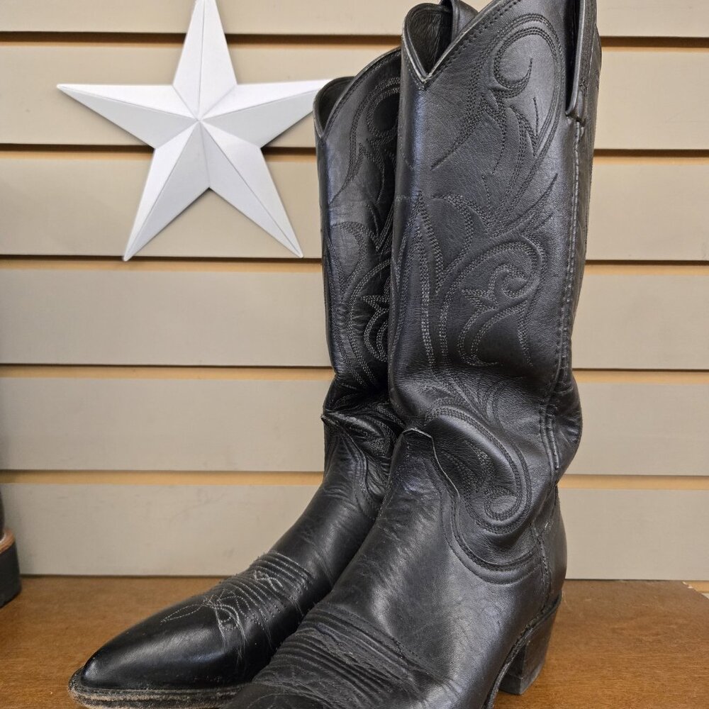 vintage Ladies Cowboy cowgirl black leather  Dan Post Boots  size 6.5